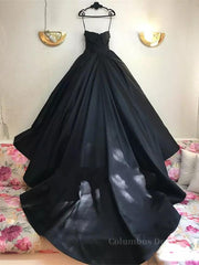 Custom Made Thin Straps Sweetheart Neck Black Corset Ball Gown, Black Long Corset Prom Dresses, Evening Dresses outfit, Bridesmaid Dresses Style