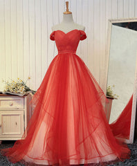 Custom Made Tulle Off Shoulder Long Corset Prom Dress, Evening Dress outfit, Stunning Dress