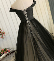 Custom Made Tulle Off Shoulder Long Corset Prom Dress, Evening Dress outfit, Pleated Dress