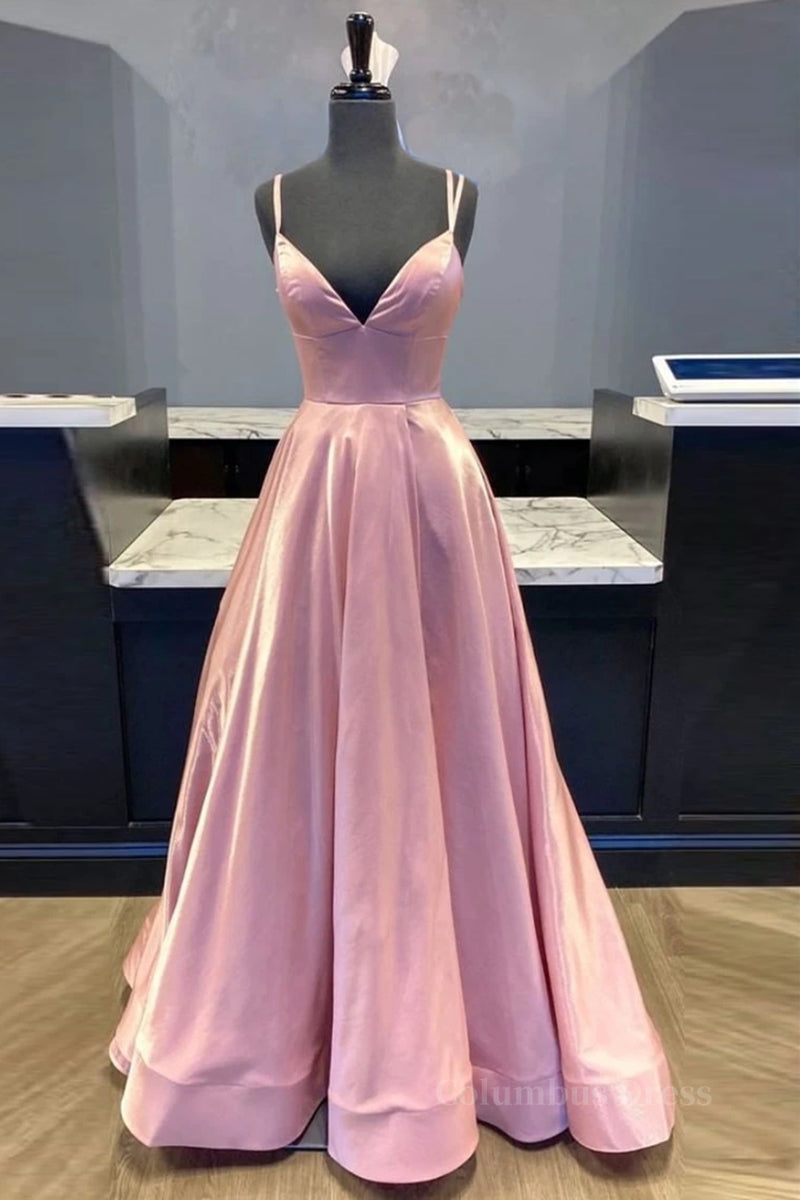 Custom Made V Neck Backless Pink Corset Prom Dress, Backless Pink Corset Formal Dress, Simple Pink Evening Dress outfit, Ballgown