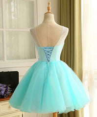 Cute A Line Blue Tulle Mini/Short Corset Prom Dress, Blue Corset Homecoming Dress outfit, Evening Dress Online