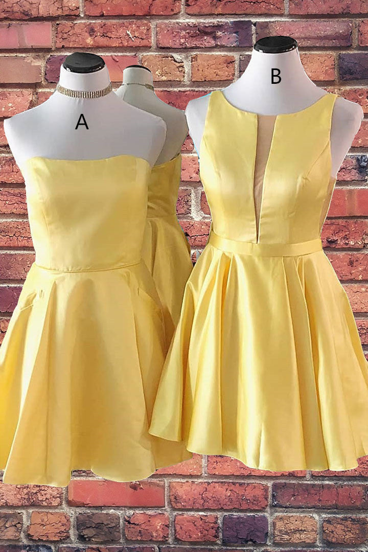 Cute A-line Short Yellow Corset Homecoming Dress,Elegant Graduation Dresses outfit, Prom Dresses A Line