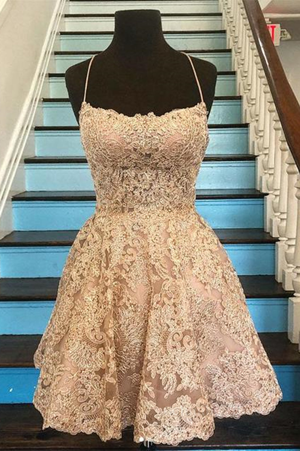 Cute Backless Short Golden Lace Corset Prom Dresses, Golden Lace Corset Homecoming Dresses, Short Golden Corset Formal Evening Dresses outfit, Prom Ideas