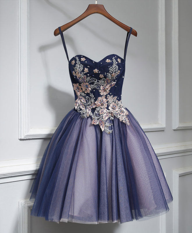 Cute Lace Tulle Short A Line Corset Prom Dress,Purple Corset Homecoming Dress outfit, Light Blue Dress