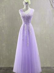 Cute Light Purple Tulle with Lace V-neckline Corset Prom Dress, Long Evening Gown Corset Formal Dress outfit, Homecoming Dress Boutiques