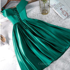 Cute Off Shoulder Green Satin Short Corset Prom Dresses, Off the Shoulder Green Corset Homecoming Dresses, Green Corset Formal Evening Dresses outfit, Formal Dress Outfit Ideas