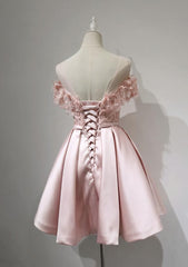 Cute Pink Satin Short Corset Prom Dress , Lovely Party Dress Outfits, Formal Dress Wear For Ladies