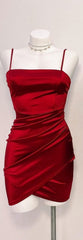 Cute Pleated Red Short Corset Homecoming Dress Bodycon outfit, Bridesmaids Dress Style