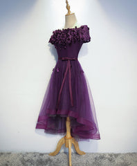 Cute Purple High Low Corset Prom Dress, Purple Corset Homecoming Dresses outfit, Bridesmaid Dresses Chiffon