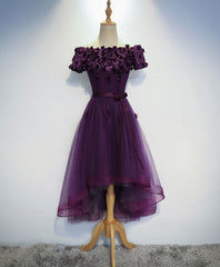 Cute Purple High Low Corset Prom Dress, Purple Corset Homecoming Dresses outfit, Bridesmaids Dress Fall
