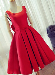 Cute Satin Bow Back Party Dresses, Red Short Corset Homecoming Dresses outfit, Formal Dresses With Tulle