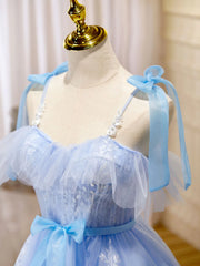 Cute Short Blue Lace Corset Prom Dresses, Short Blue Lace Corset Formal Graduation Dresses outfit, Party Dresses Online Shop