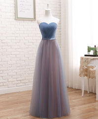 Cute Tulle Sweetheart Neck Corset Prom Dress, Gray Blue Long Corset Formal Dress outfit, Bridesmaid Dress Shop