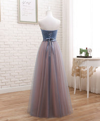 Cute Tulle Sweetheart Neck Corset Prom Dress, Gray Blue Long Corset Formal Dress outfit, Bridesmaid Dresses Shop