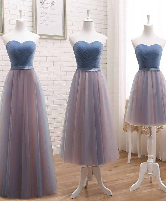 Cute Tulle Sweetheart Neck Corset Prom Dress, Gray Blue Long Corset Formal Dress outfit, Bridesmaid Dresses Red