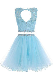 Cute Two Piece Tulle with Beadings Corset Homecoming Dress, Lovely Corset Formal Dress outfit, Homecomming Dress Black