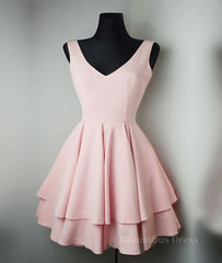 Cute v neck pink short Corset Prom dress. pink Corset Homecoming dress outfit, Evening Dresses Suits