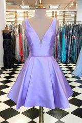 Cute V Neck Satin Short Corset Prom Dress, V Neck Corset Homecoming Dress, Corset Formal Evening Dress outfit, Quince Dress