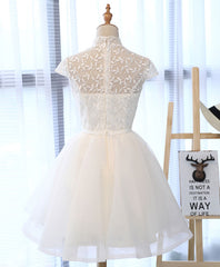 Cute White Lace Short Corset Prom Dress, White Corset Homecoming Dress outfit, Evening Dresses Velvet