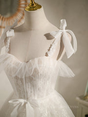 Cute white tulle lace short Corset Prom dress, white Corset Homecoming dress outfit, Prom Dressed Short