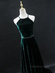 Dark Green Backless Long Corset Prom Dresses, Dark Green Long Corset Formal Evening Corset Bridesmaid Dresses outfit, Party Dress Website