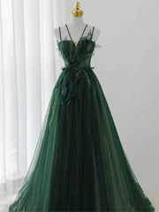 Dark Green Long Beaded A-line Evening Dress Party Dress, Green Corset Prom Dress outfits, Homecoming Dress Shop