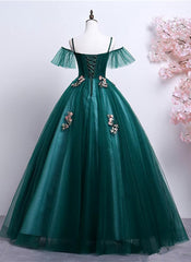 Dark Green Off Shoulder Tulle Party Dress with Lace, Green Corset Formal Dress Corset Prom Dress outfits, Party Dress Inspo