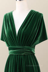 Dark Green Velvet Convertible Corset Bridesmaid Dress outfit, Homecoming