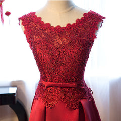 Dark Red Lace Long Junior Corset Prom Dress, Lace Top Party Dress Outfits, Blue Gown