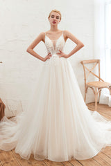 Deep V See Through Neck Bridal Dresses Spaghetti Straps Fairy Tulle Corset Wedding Gowns outfit, Wedding Dressed Beach