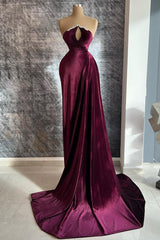 Designer Burgundy Velvet Long Sleeves Corset Prom Dress With Train,Gala Dresses Elegant outfit, Bridesmaid Dresses Convertible