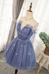 Diamond Blue Tulle Short Corset Homecoming Dress outfit, Prom Dresses Laced