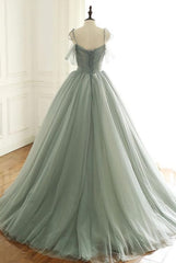 Light Green Tulle Long Corset Prom Dress, Green Evening Dress outfit, Formal Dresses Wedding Guest