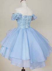 A Line Short Pink Blue Corset Homecoming Dress outfit, Evening Dress Dresses