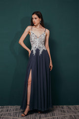 A-line Spaghetti Straps Side Split Long Corset Prom Dresses outfit, Party Dresses Styles