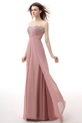 Dusty Pink A-Line Sweetheart Pleated Corset Prom Dresses outfit, Bodycon Dress
