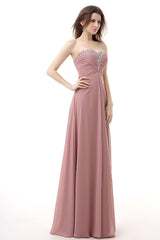Dusty Pink A-Line Sweetheart Pleated Corset Prom Dresses outfit, Gown Dress