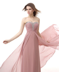 Dusty Pink A-Line Sweetheart Pleated Corset Prom Dresses outfit, Sun Dress