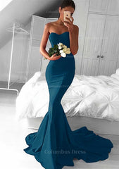 Elastic Satin Corset Prom Dress Trumpet/Mermaid Sweetheart Court Train With Pleated Gowns, Wedding Invitations