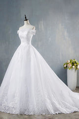 Elegant Appliques Lace Tulle A-line Corset Wedding Dress outfit, Wedding Dress Bride