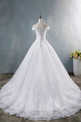 Elegant Appliques Lace Tulle A-line Corset Wedding Dress outfit, Wedding Dresses Brides