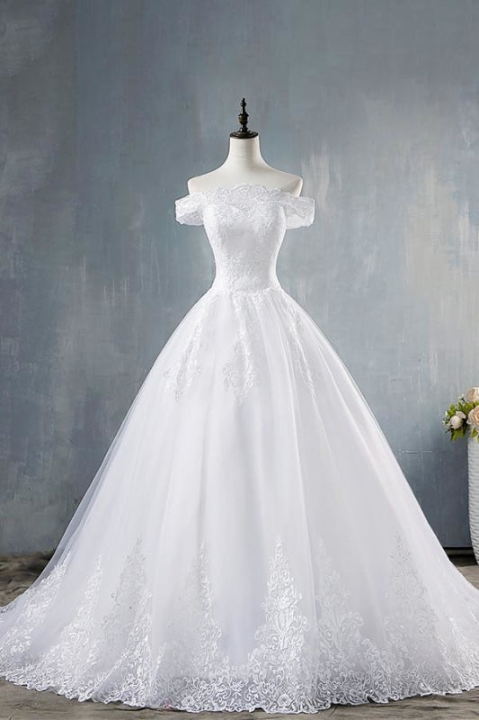 Elegant Appliques Lace Tulle A-line Corset Wedding Dress outfit, Wedding Dress Brides