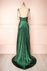 Elegant Backless Green Satin Long Corset Prom Dresses, Backless Green Corset Formal Graduation Evening Dress outfit, Formal Dresses Classy Elegant