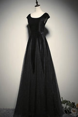 Elegant Black Velvet Cap Sleeves Evening Dress, Black Corset Prom Dress outfits, White Prom Dress