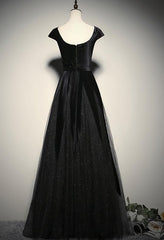 Elegant Black Velvet Cap Sleeves Evening Dress, Black Corset Prom Dress outfits, Party Dress Long Sleeve Mini