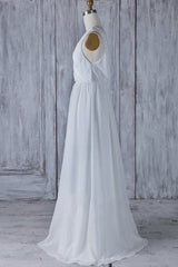 Elegant Long A-line Ruffle Lace Chiffon Corset Wedding Dress outfit, Weddings Dresses Lace Sleeves