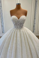 Elegant Long Corset Ball Gown Sweetheart Sleeveless Sequined Tulle Lace Corset Wedding Dresses outfit, Wedding Dress V