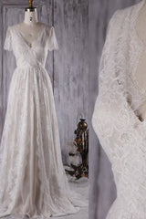 Elegant Short Sleeve A-line Lace Corset Wedding Dress outfit, Wedding Dress Styles 2022