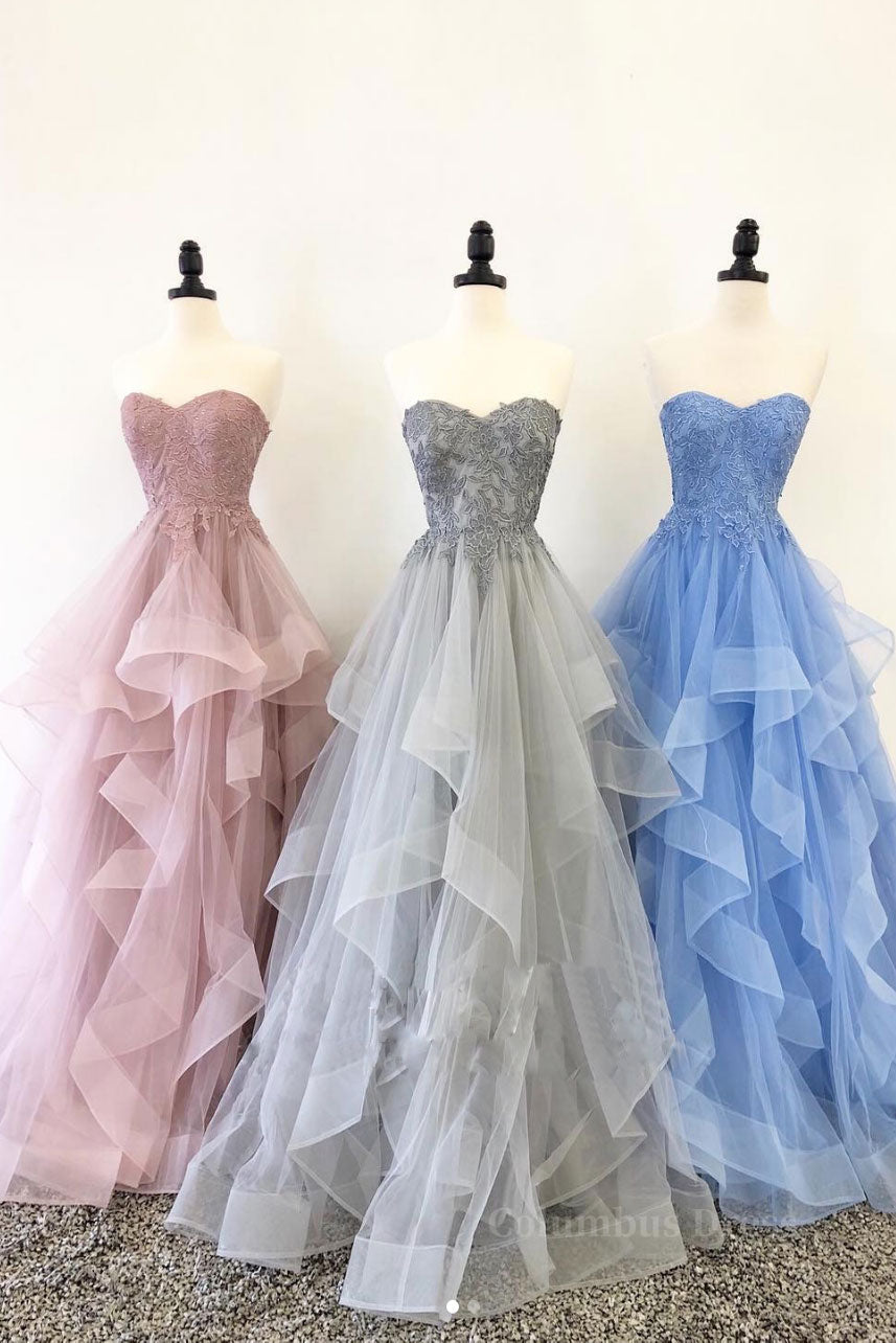 Elegant sweetheart tulle lace long Corset Prom dress tulle Corset Formal dress outfit, Homecoming Dress Boutiques