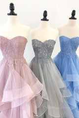 Elegant sweetheart tulle lace long Corset Prom dress tulle Corset Formal dress outfit, Homecoming Dress With Tulle